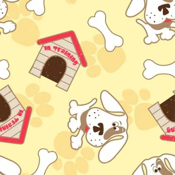 Puppy dog with bone seamless pattern Stock Illustration