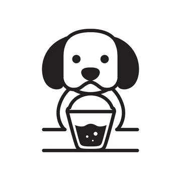Puppy drinking ice logo design vector Stock Illustration