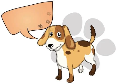A puppy with an empty rectangular callout Illustrazione stock