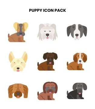 Puppy Flat UI Icons Pack Stock-Illustration
