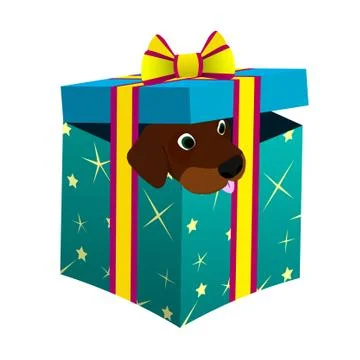 Puppy in a gift box. Stock Illustration