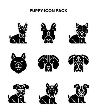Puppy Glyph Bundle Icons Pack Stock-Illustration