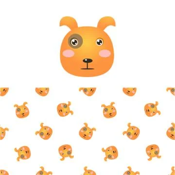Puppy Head Icon And Pattern Stockillustratie