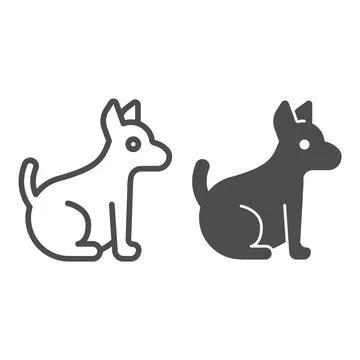 Puppy line and solid icon, domestic animals concept, Dog sign on white Illustrazione stock