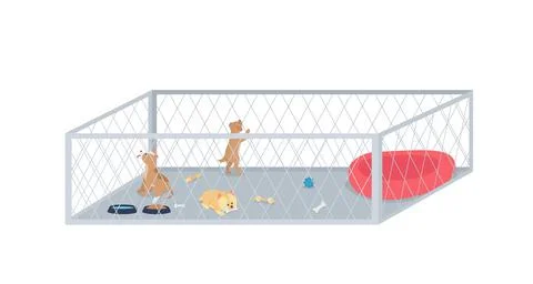 Puppy litter flat color vector detailed character Stock Illustration