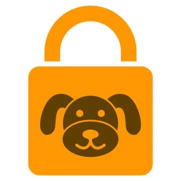Puppy Lock Flat Icon Stock Illustration