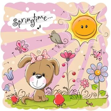 Puppy on the meadow Stock Illustration