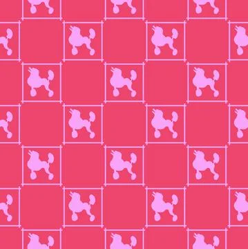 Puppy seamless pattern of red contour dogs Stock Illustration