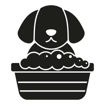 Puppy taking a bath with soap bubbles icon Stock Illustration