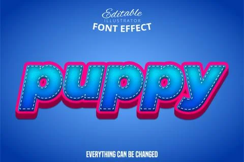 Puppy text, 3d puple and blue editable font effect Stock Illustration