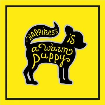 Puppy on the yellow background. Stock Illustration