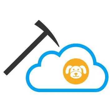 Puppycoin Cloud Mining Flat Icon 스톡 일러스트
