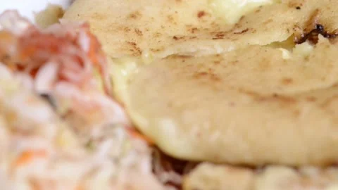 Pupusas details close up and reveal macro el salvador central american dish Stock-Footage 147911043