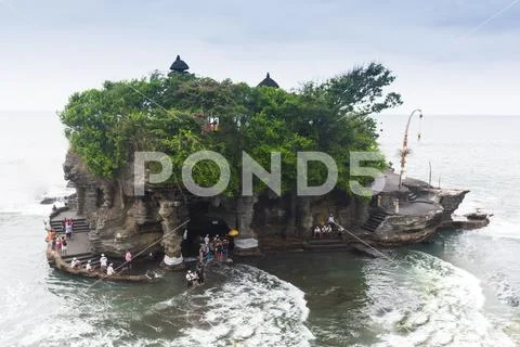 Pura or Temple Tanah Lot is one of famous tourist attraction place in Bali Stock Photos