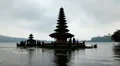 Pura Ulun Danu Bratan Temple in Bratan Lake near Bedugul Volcano, Bali Island HD Footage