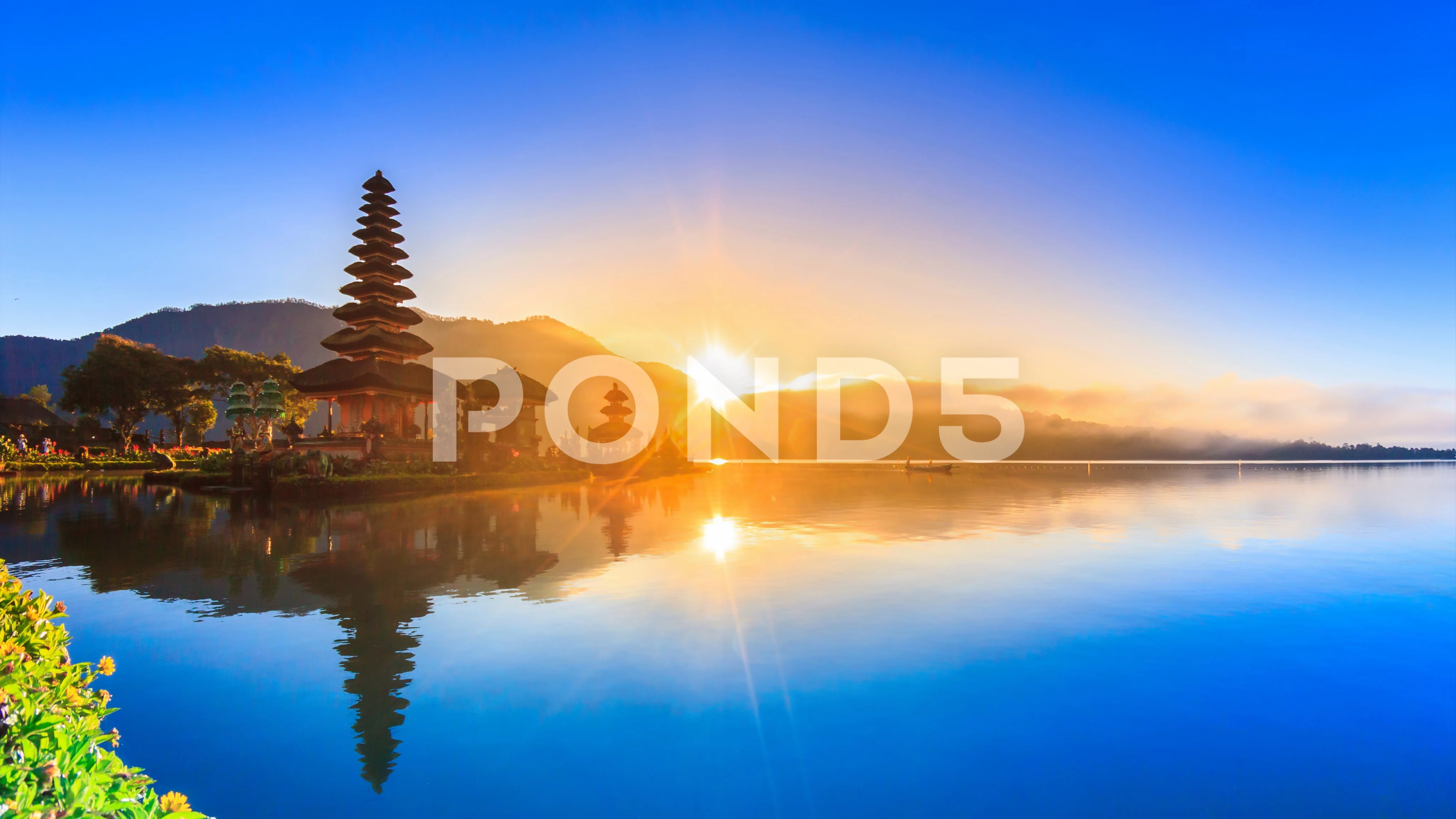 Pura Ulun Danu Bratan Temple On Water Bali Landmark Travel Place