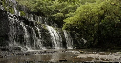 Purakaunui Falls Low Angle Stock Footage 120432626