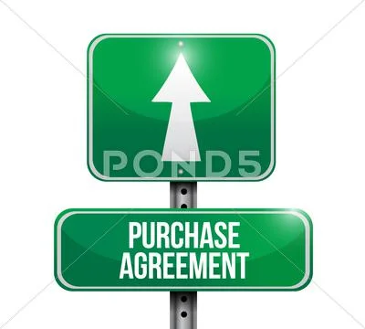 Purchase agreement road sign illustration design over white Stock Illustration