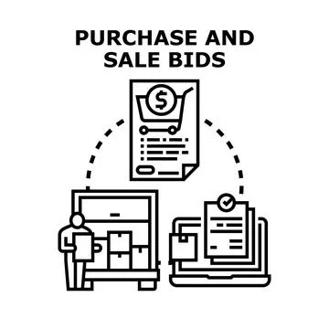 Purchase and sale bids processing transaction concept 库存插图