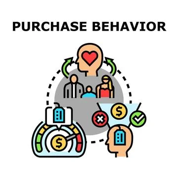 Purchase behavior analyzing consumer decision making process Illustrazione stock