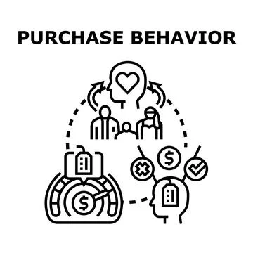 Purchase behavior analyzing consumer decision making process Stock Illustration