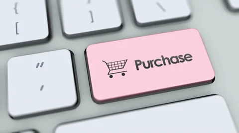 Purchase button on computer keyboard. Key is pressed Stock Footage 35645585