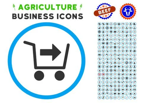 Purchase Cart Rounded Icon with Set Ilustração Stock