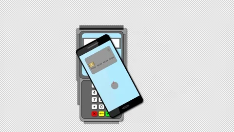 Purchase by cell-phone on electronic payment machine or card reader. Stock Footage 159290668