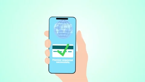 Purchase by cell-phone on electronic payment machine or card reader. E-money at Stock Footage 236289469