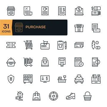 Purchase Complete Vector Package with 35 64x64 Regular Line Detail Enhanced.. Stock Illustration