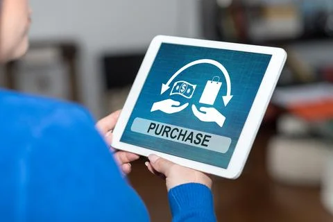 Purchase concept on a tablet 스톡 사진