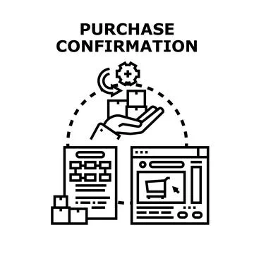 Purchase confirmation process for online shopping order Stock Illustration