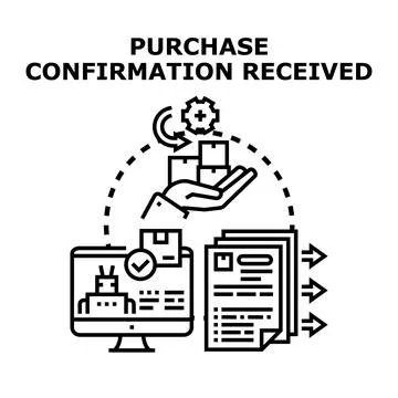 Purchase confirmation received for digital order and delivery 스톡 일러스트
