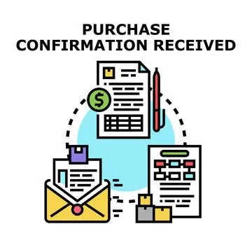 Purchase confirmation received process sending order document 스톡 일러스트