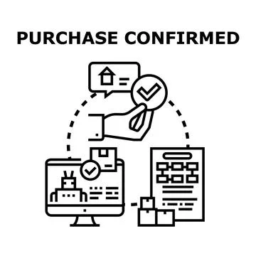 Purchase confirmed online order process successfully completing Stock Illustration