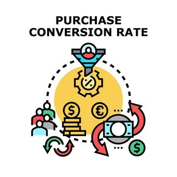 Purchase conversion rate optimizing sales funnel strategy Stock Illustration