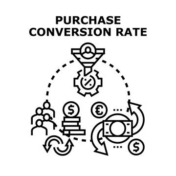 Purchase conversion rate optimizing sales funnel strategy Stock Illustration