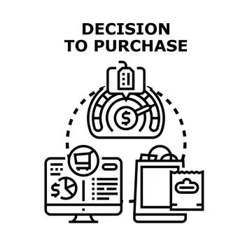 Purchase decision process, consumer choice making, buying steps Stock Illustration