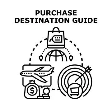Purchase destination guide concept vector analyzing travel target Stock Illustration