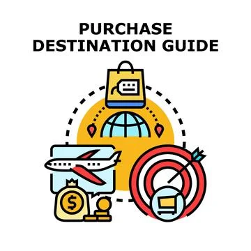 Purchase destination guide concept vector analyzing travel target Stock Illustration