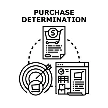 Purchase determination process aiming online shopping success Stock Illustration