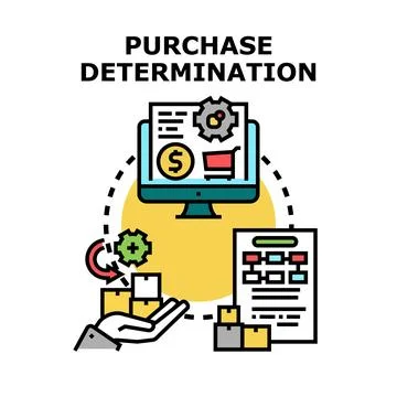 Purchase determination process for consumer buying decision Illustrazione stock