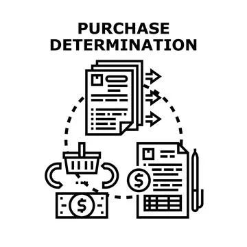 Purchase determination process involving documents and payment Stock Illustration
