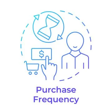 Purchase frequency blue gradient concept icon Stock Illustration