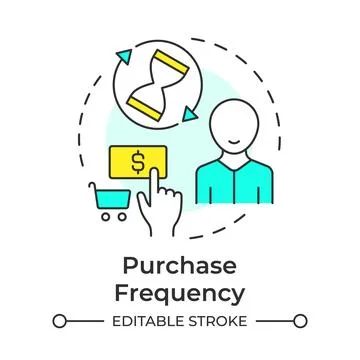 Purchase frequency multi color concept icon Stock Illustration