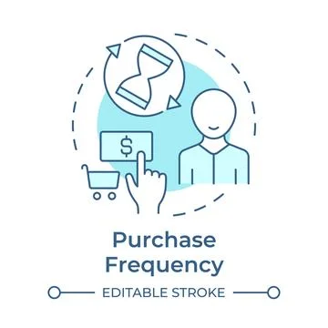 Purchase frequency soft blue concept icon Stock Illustration