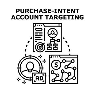 Purchase intent account targeting digital marketing strategy Stock Illustration
