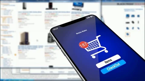 Purchase in the Internet shop. smartphone, virtual currency. 16 Stock Footage 102413868