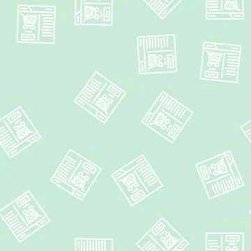 Purchase in internet store line vector seamless pattern Stock Illustration