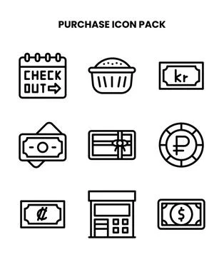 Purchase Line Collection Icons Pack Stock Illustration